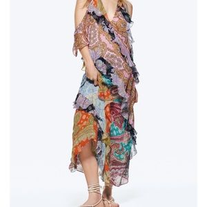 Zara ruffle patchwork boho dress
